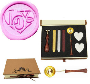 Love Heart Sealing Wax Seal Stamp Spoon Wax Stick Candle Gift Box kit