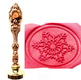 Vintage Fancy Christmas Snowflake Custom Picture Logo Luxury Wax Seal Sealing Stamp Brass Peacock Metal Handle Gift Set